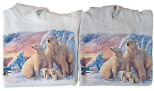  Felpe  Con Cappuccio  Stampa Artigianale Famiglia Orsi Polari Fruit Of The Loom