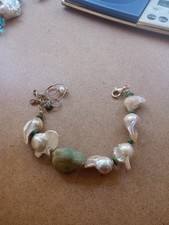 Bracciale Argento925 Perle  E Turchese Naturale Antico 