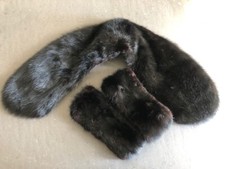 Visone nero set collo e polsi donna/ woman fur set