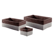 SET 4 SCATOLE PORTAOGGETTI BAGNO GEDY LA99 GRIGIO MOKA ACCESSORI ARREDO