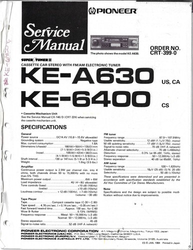 Pioneer a630 ke 6400 - pioneer, ke-6400