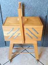 Carrello Porta Cucito Cestino in legno vintage