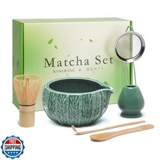 RANERANE Matcha Frusta Set 6 Pezzi,Matcha Frusta (Chasen) e Supporto,Matcha Ciotola con