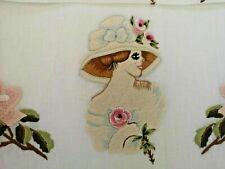 Spettacolari Asciugamani 1+1 puro lino ricamo Dame in punto pieno a mano