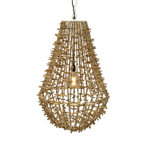 Large wooden beaded - beaded, chandelier