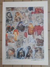 EZIO GRIBAUDO STAMPA FOTOLITOGRAFIA OFFSET FIRMATA E DEDICATA OMAGGIO A BOTERO