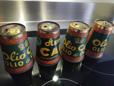 4 Pez. Copri tappo Damigiana Olio Metallo Serigrafato Vintage OLIO CARLI Anni 50