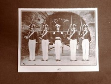 Stampa del 1924 Divise dei Granatieri di Sardegna nel 1833 Guardie Casa Savoia