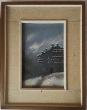 olio su tela con paesaggio