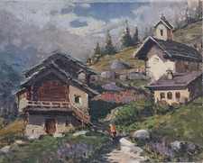 Mario Fumia ( Torino  1931-2013 ). "I Rocher-Valgrisenche", Valle D'Aosta. Olio 