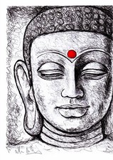 Buddha china e acquerello disegnato a mano