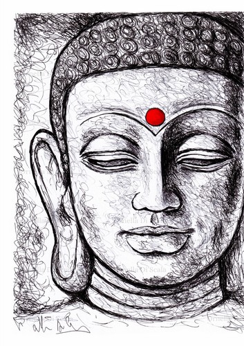 Buddha china acquerello - buddha, e