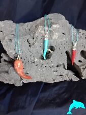 CORNETTI CIONDOLI TRITTICO IN MARMO, CORALLO, PASTA TURCHESE