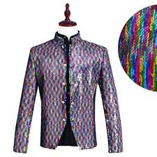 Giacca tuta uomo glitter paillettes blazer cabaret abito fantasia festa danza spettacolo cappotto