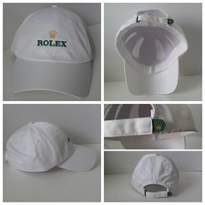 Cappello ROLEX iconico logo corona oro 100% microfibra bianco brillante NUOVO GOLF