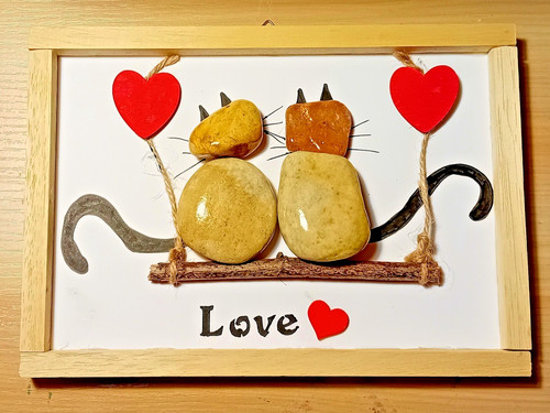 Quadro legno sassi - in,