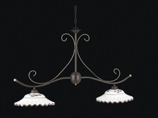 lampadario bilancia 2 luci dany ferro battuto ruggine riporti oro ceramica