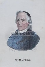 ARTE_ANTICO RITRATTO_MURATORI_INCISIONE DELL'800_ARTISTA DOLFINO_LITO COLORATA