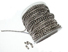 1mt catena a pallini sfere 2,4mm(+ 4 chiusure) acciaio inox colore argento scuro