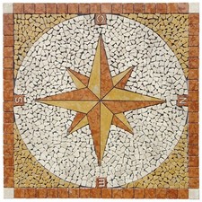 90x90 cm Rosoni rosone mosaico in marmo WINDROSE rosa dei venti IDROGETTO GIALLO
