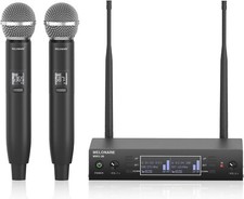 Microfono wireless a doppio canale Auto-Scan 2x100 UHF Cordless Dynamic Mic Set