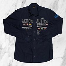 AERONAUTICA MILITARE Camicia Uomo Manica Lunga Copertura Aerea SAR Blu Taglia M