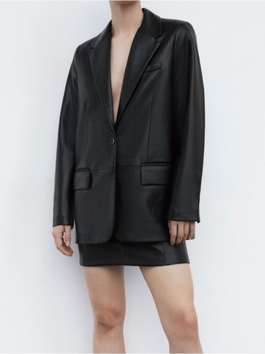 Blazer zara ecopelle nero - blazer,