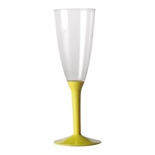 20 Flute in plastica con gambo GIALLO - Flutes rigido monouso - Calici da Spuman