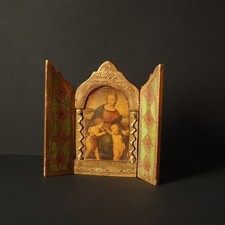 Icona sacra trittico su Legno – con Madonna del Cardellino di Raffaello