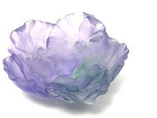 Elegante piatto fiori di ibisco lavanda Daum France Pate De Verre con scatola