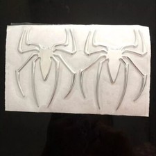 2X ADESIVI RAGNO 3D CROMATO ARGENTO STICKER AUTO TUNING MOTO SCOOTER 6X8cm