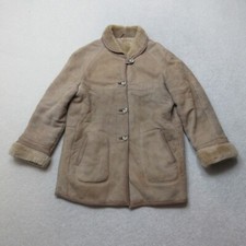VINTAGE originale shearling giacca pelle di pecora donna UK 14 oro outdoor EU 42