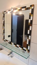 specchio bagno ARTEFICI 85x90cm con mosaico artigianale con con luce