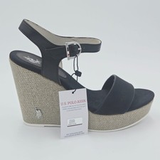 Scarpe donna Us Polo Assn Tg 41 Sandali Zeppa Nero Pelle Sint. 5DA