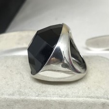 ANELLO GRANDE PIETRA DI ONICE SFACCETTATA IN ARGENTO 925 COCKTAIL RING