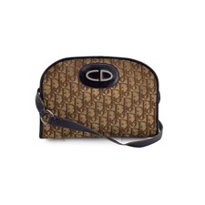 Autentica borsa a tracolla Christian Dior vintage marrone obliquo monogramma tela