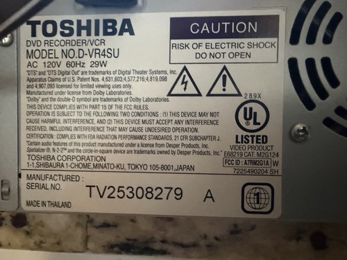 Toshiba vcr dvd - hi-fi, vcr/dvd