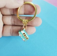 VAN BUS KEYCHAIN Ring Pendant VINTAGE Look Beach Camper Hippy Retro 1960's Blue
