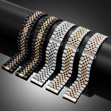 Cinturino Orologio Acciaio Inox Massiccio Qualità 5 Perline Bracciale Metallo 20mm 22mm