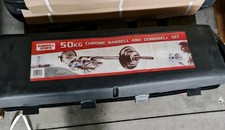 Set Valigetta Manubri Bilanciere Da 50 Kg Dumbbell Silver Pesi Palestra Fitness 