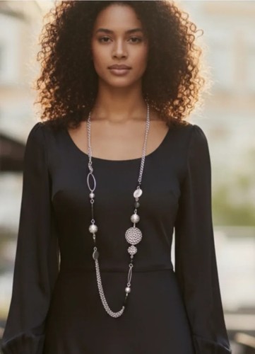 Collana lunga colore - argento, e