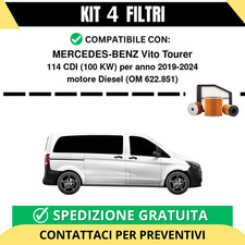 Kit 4 Filtri Tagliando per MERCEDES-BENZ Vito Tourer 114 CDI 100 kw Diesel 20...