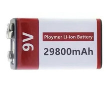 Batteria 9v ricaricabile Da 29800 mAh Cavetto Incluso Attacco USB - C.