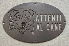 Targa Targhetta Cartello "ATTENTI AL CANE" ferro Disegno Australian Shepher 1759