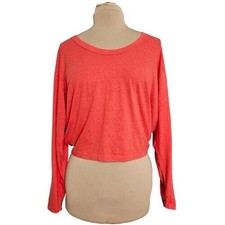 Top Free People Movement donna piccolo rosso manica lunga stampa stella alto basso crop
