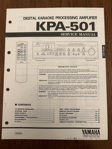 Yamaha kpa 501 amplificatore - yamaha,