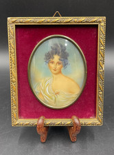 Quadro Ritratto della Donna Nobile in ovale cornice legno con velluto bordeaux