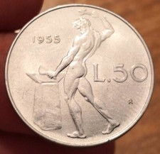 50 Lire 1955, Italia