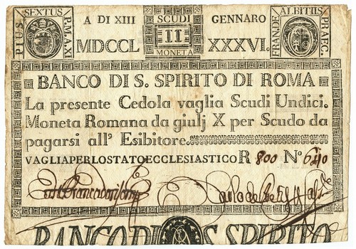 Scudi cedola banco - scudi, di