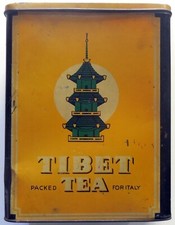SCATOLA CONTENITORE GIOCATTOLO GRANDE VINTAGE CEYLON TIBET TEA 11" anni 40 metallo da collezione